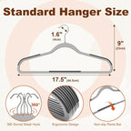HOUSE DAY Heavy Duty Plastic Hangers 50 Pack, Non Slip Clothes Hangers with Rubber Grip and 360° Hook - Thin Plastic Hanger Space Saving - Coat Hanger Grey, Closet Organizer for Shirt, Pants, Suit