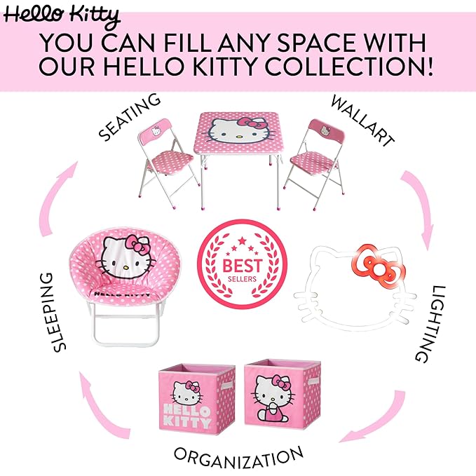 Sanrio Hello Kitty Pop-Up Hamper,Collapsible Laundry Basket with Durable Handles,Lightweight Storage Bin for Kids' Bedroom, Nursery, or Playroom,Pink