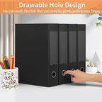 HUA JIE A4 Storage File Boxes Plastic Archives Cases with Lid, File Folder Organizer Document Filing Box for office,31×7.5×23.5 cm, Black(Pack of 6)