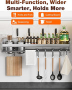 utensil hanger, wall mounted kitchen rail with hooks, waterproof hooks for kitchen utensils, easy installation without drilling (19.7 inches, Cup, 1)