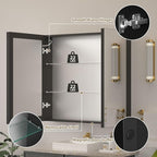 30x28 Medicine Cabinet with Lights Mirror, LED Lighted Medicine Cabinet Wall Mounted, Modern Sturdy Aluminum Mirrored Cabinet with Memory 3 Color Dimmable and Defogger, Adjustable Shelves