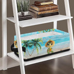 Toilet Paper Basket Multi-purpose Narrow Storage Bins Bathroom Essentials Storage Basket with Handles Collapsible Bin for Kitchen Office Indoor Decor, Beach Sea Turtle Coconut Palm Tree