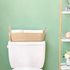 Mkono Small Storage Basket for Toilet Tank Top Boho Bathroom Decor Woven Rope Toilet Paper Tray Organizer for Shelf Bedroom Living Room, Jute, 1 Pack, 15.7" L x 6" W