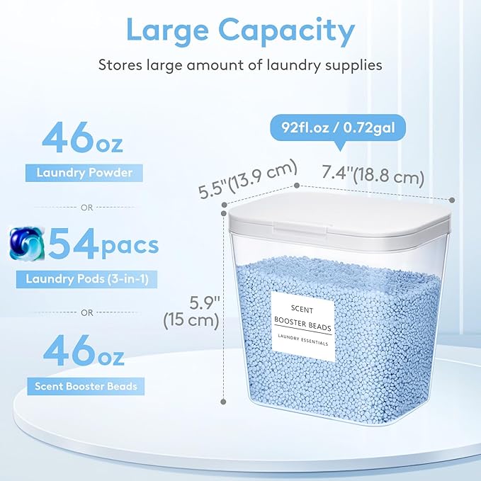 Lifewit Laundry Pods Container with Pop-up Lid, Laundry Room Organization, Dryer Sheet Holder for Washing Powder Scent Booster Beads, 2700 ml/0.72gal,3 Pcs