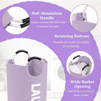3Pack Folding Clothes Hamper with Handles, 95L Tall Laundry Basket Organizer, Durable Laundry Bags, Large Dirty Clothes Hamper for Family, Travelling, Camping, Purple + Pink + Black
