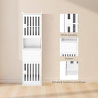 Tall Bathroom Storage Cabinet,11.4x 11.4 x 46.5 Inches Multipurpose Small Storage Cabinet with 2 Doors 5-Tier Side Storage Organizer Cabinet Unit for Bathroom Living Room Hallway Kitchen, White