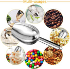 Metal Ice Scoop，Kitchen Ice Scooper for Ice Maker,Stainless Steel Small Ice Scooper for Freezer，Kitchen Gadgets Cookie Flour Pet Dog Food Scoop (silver, 6OZ)