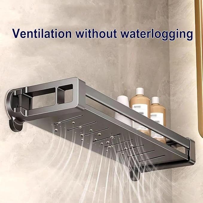 Concealed Suction Cup Shelf, No Drilling, Heavy Duty Wall-Mounted Organizer for Bathroom and Kitchen Storage(40cm)