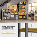 36" W*18" D 6-Tier Garage Storage Shelves, Metal Shelving Unit Heavy Duty Adjustable, 3000lbs Capacity, Utility Storage Rack Organizer for Garage, Basement, Pantry & Warehouse, Black, 77" H