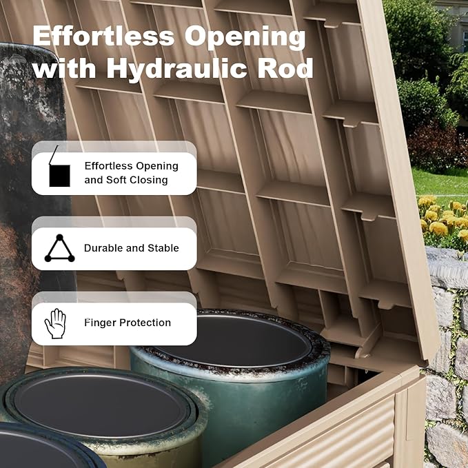 45 Gallon Resin Deck Box Outdoor Storage Box for Patio Furniture,Outdoor Cushions,Garden Tools and Pool Supplies,Waterproof,Lockable(Grey,45Gallon)
