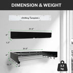 Foldable Wall Mounted Drying Rack - 31.5” Wide, 13.2 Ft Drying Space, 5 Aluminum Rods, Supports Up to 60 lbs - Retractable & Foldable Space-Saving Wall Mounted Clothes Drying Rack (Black)