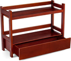 Sorbus Bamboo Bathroom Counter Organizer – 2-Tier Shelf with Hidden Drawer for Vanity, Matcha Station, Bathroom Sink Organizer Countertop, Kitchen & Office Storage (17″ L x 6.5″ W x 12.6″ H) (Brown)