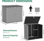 Uhomepro 4.6 Ft. X 4.1 Ft Outdoor Horizontal Storage Shed, Resin Storage Shed with Double Lockable Doors, Ideal for Garbage Can Storage and Garden Tools, Strong Water Resistance