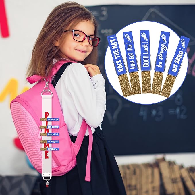 Kigeli 30 Pcs Spirit Clips Cheer Pins Cheerleader Gifts Clothes Pins for Backpacks Competition Glittered for Team Cheer Gifts Stuff Supplies Party Favors Accessories Bulk(Blue, Gold,Glitter)