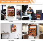 Spray Bottle Holder Wall-Mounted, Aerosol Spray Can Holder, Heavy Duty Paint Bottle Organizer with 8 Can Holes 80 LBS, Utility Storage Rack with Paper Towel Holder for Garage, Shop or Tool Trailer