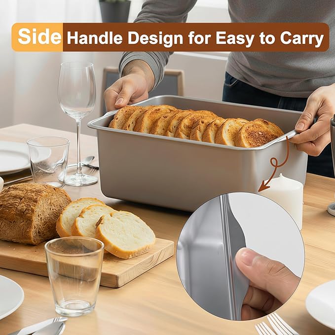Bread Box 304 Stainless Steel Bread Container, Dishwasher Safe Bread Storage for Homemade Bread, Time Recording Bread Storage Container with Lid and Handle
