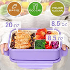 Bento Boxes for Adults - 1100 ML Bento Lunch Box Container For Kids With Spoon & Fork - Durable Perfect Size for On-the-Go Meal, BPA-Free and Food-Safe Materials(Purple)