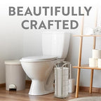 BROOKSTONE Toilet Paper Holder Stand Reserve - Free Standing Toilet Paper Stand with Storage that Holds Mega Rolls, Standing Bathroom Tissue Organizer, Bathroom Decor - Modern Storage Holder, Nickel