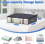 Under Bed Storage Containers, 8 Pack Blanket Storage Bags, Collapsible Storage Bags with Big Zippers, Clear Front, Shoe Storage and Organization for Clothes, Comforter, 60L, Grey