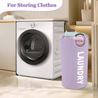 95L Folding Laundry Basket, Large Laundry Hamper with Handles, Portable Dirty Clothes Hamper, Independent Storgae Basket for Bathroom, Living Room, Dorm, Purple