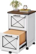 DEVAISE 2 Drawer File Cabinet with Hanging Files, Mobile Rolling Storage Cabinet for Home Office, Under Desk Filing Cabinet with Lock, Printer Stand, White