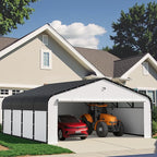 Carports Canopy Heavy Duty, Fully Enclosed Metal Garage with Sidewalls (20x20, White)