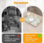 Vanity Bathroom Counter Tray Gold Glass Perfume Organizer Holder Cosmetics Makeup Skincare Display Decorative Vanity Trays Storage Rack for Bathroom Dresser Bedroom (1 Tier Platinum-Small)