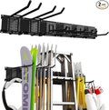 32 Inches Garage Organization,Wall Mount Garden Tool Organizer, 440lbs Adjustable Heavy Duty Metal Hanging Hooks, Garden Tool Hangers Storage Rack for Garage, Yard, and Shed (2 Racks, 6 Hooks)