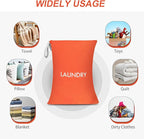 WiseBoy Laundry Bag, 23.6x35 inch Oversized Laundry Bags, Travel Laundry Bag Dirty Clothes Organizer, Nylon Wet Dry Storage Bag for College Dorm, Camping, Caravan, Orange