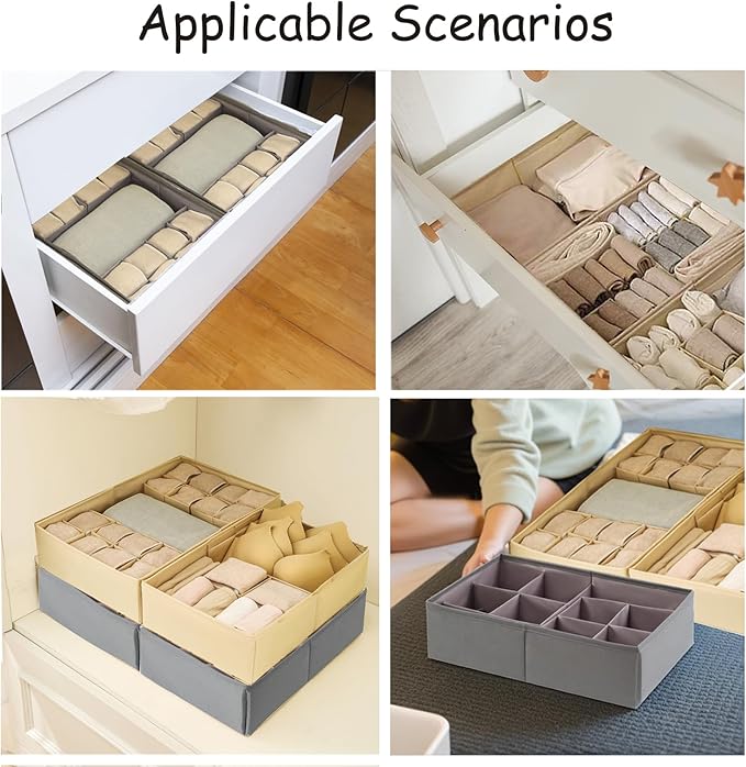 Drawer Organizer Clothes, Adjustable Dividers and Can Change the Size of the Dividers According , Can be Used in the Bedroom, Nursery and Closet Organizer or Storage, Underwear, Socks (Beige, Big)