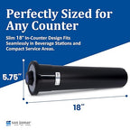 San Jamar One-Size-Fits-All Ez-Fit In-Counter Cup Dispenser Fits 8-46 Oz Cups with Interchangeable Gaskets for Restaurants, Dining Halls, and Fast Food, Plastic, 18 Inches, Black