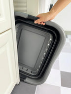 SAMMART Collapsible 3 Handled Plastic Laundry Basket - Foldable Pop Up Storage Container/Organizer - Portable Basket - Space Saving Hamper/Basket (Grey/Black, 3 handled rectangular)