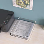 Acrylic Letter Tray, 5mm Thick Letter Organizer Storage A4 Paper File Tray Accessory Tray Single -Tier Desktop Document Holder with Non-Slip Rubber Pads and Stackable for Office and Home Use