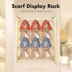 Scarf Organizer Wall Mounted, 5-Tier Scarf Display Rack, Metal Spiral Scarf Holder Belt Pants Hijab Hanger for Clothing Retail Store Home, 23.6" x 3.9" x 29.5"(Gold)