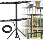 Utility Trailer Tool Rack, Shovel Rack for Truck, Rake Shovel Holder Landscape Hand Tool Accessories for Trailer Truck with 8 Rubber Holes with Brackets, Standard Black