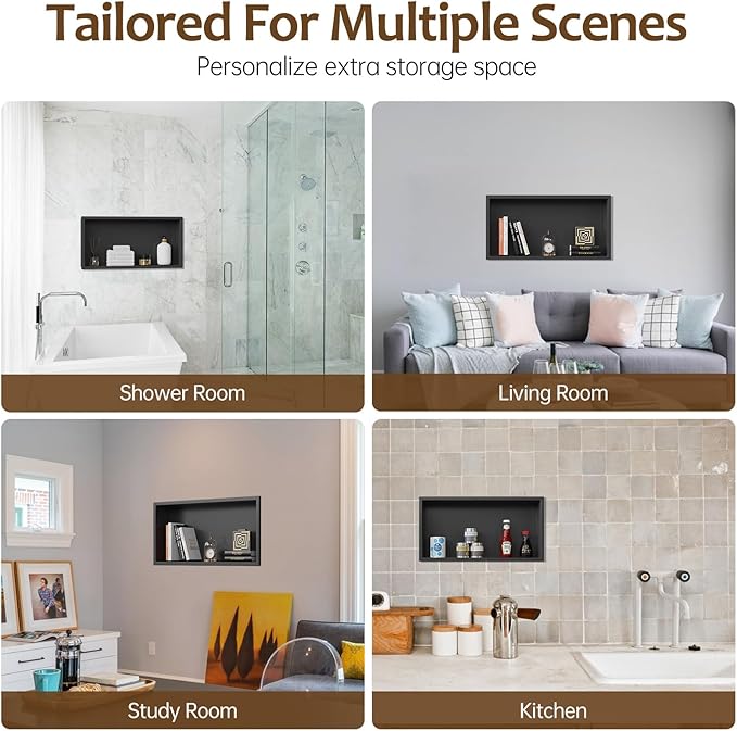 23x11 Inch Recessed Medicine Cabinet, Black Medicine Cabinet No Mirror, 304 Stainless Steel Bathroom Wall Niche Cabinet with Storage for Bathroom, Living Room