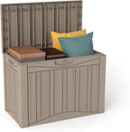 Outdoor Storage Box Waterproof, 50 Gallon Lockable Resin Deck Box Small, Patio Storage Bin for Pool Accessories Cushion Furniture, Garden Tools, UV-Resistant Outside Delivery Grey