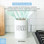Heartland Home Kitchen Utensil Holder for Countertop. White Porcelain Cooking Large Spatula Holder and Cooking Spoon Holder. White Kitchen Decor and Farmhouse Gifts.