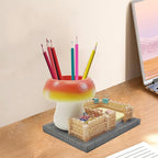 Mushroom Desk Organizers,3 Compartments Resin Office Desk Accessories with Pen Holder Sticky Note Holder,Pencil Holder and Paperclips Cup School Office Mushroom Decor