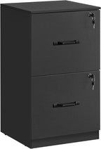 VASAGLE 2 Drawers File Cabinet with Lock, Printer Stand, Office Filing Cabinet Organizer, for A4 and Letter Size Documents, Ink Black UOFC061B16
