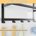 Over The Door Towel Rack, Over Door Towel Racks for Bathroom Door with 5 Hooks, 3 Tier Towel Storage Hanger Holder for Bathroom Accessories, 16 Inch Towel Bar for Hanging Towels, Matte Black