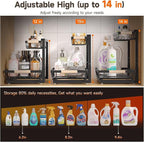 2 Packs Under Sink Organizer, Height Adjustable 2 Tier Under Kitchen Sink Organizer, Multi-Purpose Storage Shelf for Kitchen Bathroom Cabinet (Black, Extra Large)