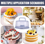 Cake Carrier/Storage Container With Server Clear Dome Cake Transport Container 26x22x12.5cm, Airtight Reusable Cakes Carrier With Handle For Party Travel, Spill-Proof Dustproof Food Storage Box