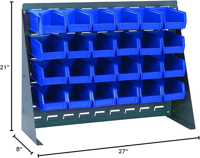 Quantum Storage Systems QBR-2721-220-24BL Ultra Bin Complete Bench Rack Package with 24 Ultra Bins, 27" x 8" x 21" , Blue