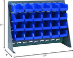 Quantum Storage Systems QBR-2721-210-24BL Ultra Bin Complete Bench Rack Package with 24 Ultra Bins, 27" x 8" x 21" , Blue