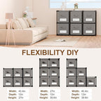 Geelin 6 Cube Storage Organizer with Fabric Bins and Labels 11 Inch, Fabric Collapsible Cubby Clothes Storage Drawer Dresser for Bedroom Living Room Office Organization