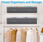 Budding Joy 60L Under Bed Storage Containers, Storage Bins with Clear Lids, Foldable Closet Organizers Storage Bags for Bed Sheets, Clothes, Blankets, Shoes, Comforter, Sweaters, Wrapping Paper