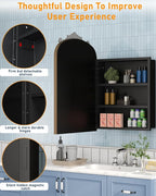 20"x30" LED Bathroom Medicine Cabinet with Mirror and Lights, Bronze Hand-Painted Baroque Bathroom Storage with Mirror, Recessed / Wall Mounted, Dimmable 3 Color Lighting Anti-fog ( with 1 Organizer)