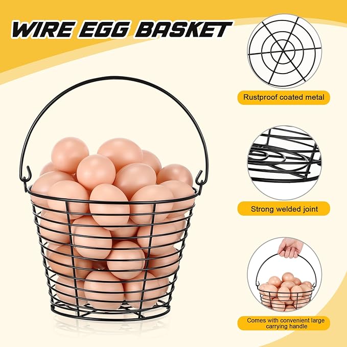 Tandefio 8 Pcs 8" Egg Basket for Storage Collecting Carrying and Transporting Chicken and Duck Eggs, Farm Grade Wire Storage Basket