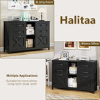 Lateral File Cabinet with 6 Drawers, Farmhouse Filing Cabinet for Letter/A4 Size, Wood File Storage Cabinets Printer Stand with Open Storage Adjustable Shelf for Home Office Cabinets, Rustic Black